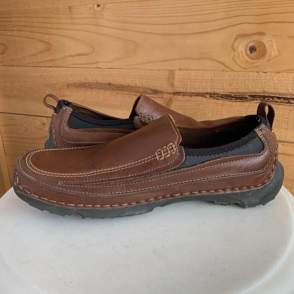 Timberland Comfort Shoes Mens Size 9.5 Brown Leather Slip On Casual Loafers‎